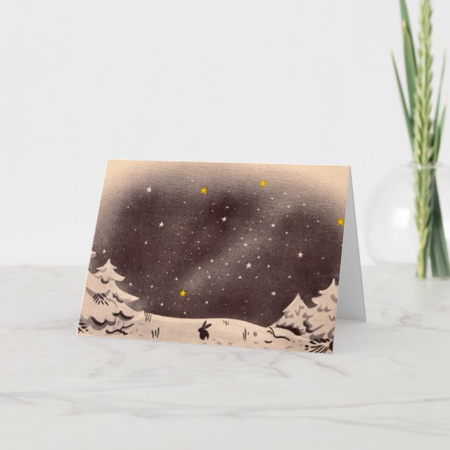 Cartão De Festividades Coelho na neve: Aperfeiçoe para os feriados! (Frente)