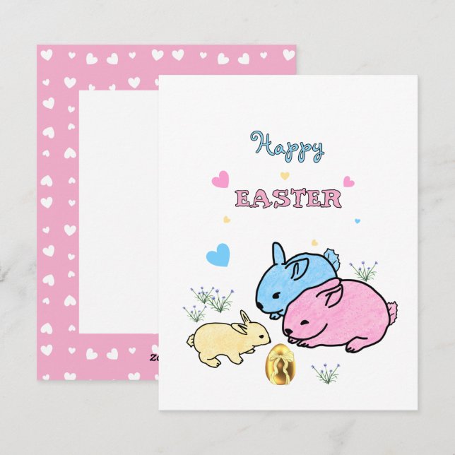 Cartão De Festividades Coelhos fofos  (Frente/Verso)