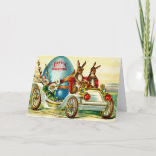 Cartão De Festividades Coelhos Páscoas de 1910 Saudação!