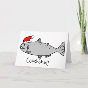 Cartão De Festividades Cohoho Christmas Salmon Doodle
