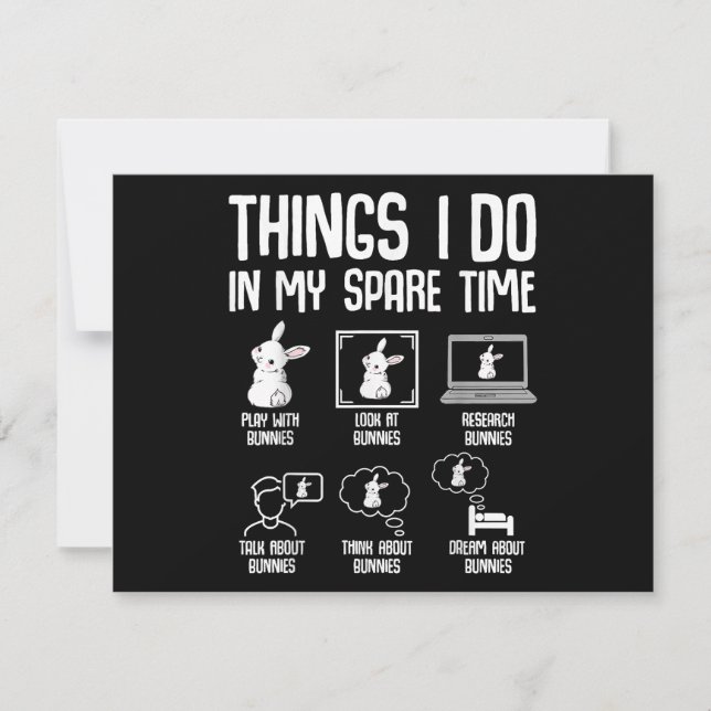 Cartão De Festividades Coisas que Faço no Meu Tempo Livre Coelho (Frente)