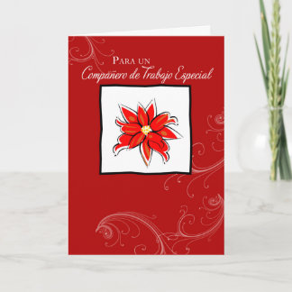 Cartão De Festividades Colaboradora Poinsettia de Natal Espanhola