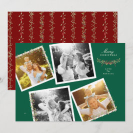 Cartão De Festividades colagem botânico de natal Foto instantânea vintage