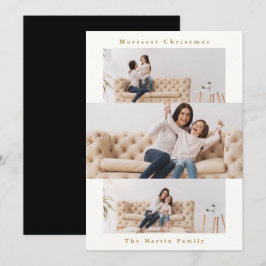 Cartão De Festividades Colagem Branca e Preta Moderna com Três Fotos