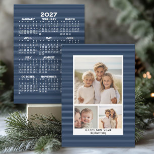Cartão De Festividades Colagem de 3 Fotos Azul Ano Novo - Calendário 2027