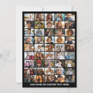 Cartão De Festividades Colagem de 45 Fotos - Texto Personalizado - Preto