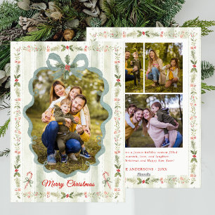 Cartão De Festividades Colagem de 4 Fotos Natal Listras Caprichosas