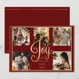 Cartão De Festividades Colagem de 5 fotos alegria Natal Festa dourada