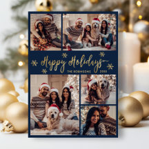 Colagem de 5 Fotos de Natal com Floco de Neve Azul