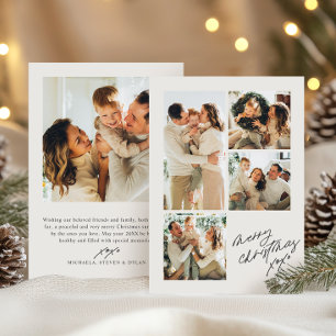 Cartão De Festividades Colagem de 5 Fotos de Natal Moderno Minimalista