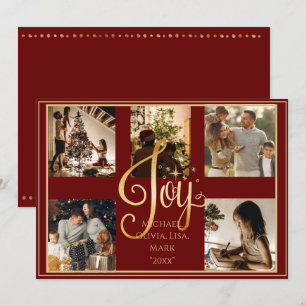 Cartão De Festividades Colagem de 5 fotos Natal Alegria Festa dourada