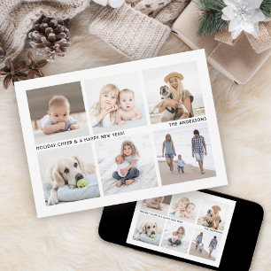 Cartão De Festividades Colagem de 6 Fotos Preto e Branco Simple Moderna