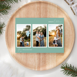 Cartão De Festividades Colagem de Cinco Fotos Minimalista Boho Retro Verd