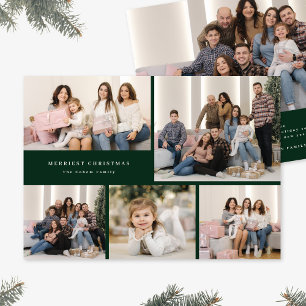 Cartão De Festividades Colagem de Cinco Fotos Natal Feliz Roteiro Verde