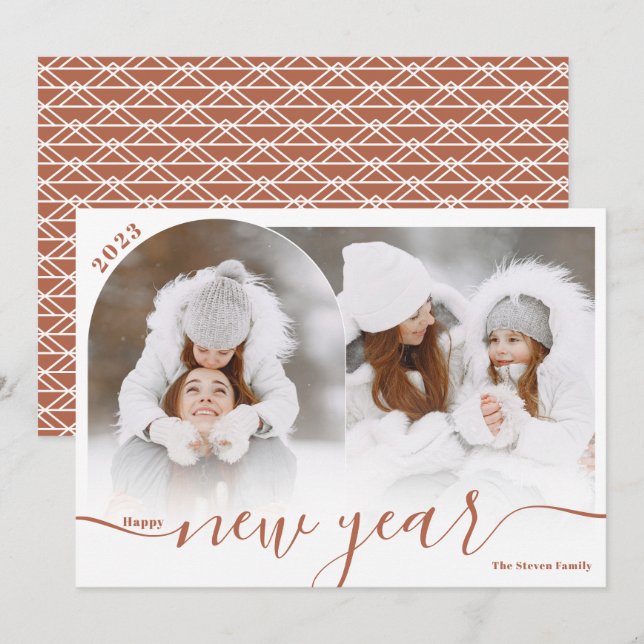 Cartão De Festividades Colagem de cobertura de arcas de fotos do feliz an (Frente/Verso)