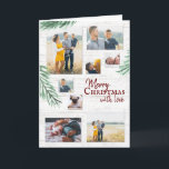 Cartão De Festividades Colagem de Feriado de Madeira Lavada com Pinho Rus<br><div class="desc">Boho Rustic Farhouse branca lavou madeira e pinheiros com aquarela, Feliz Natal com amor, cartões de natal. Oito imagens de colagem de fotos de suas fotos favoritas do ano em várias formas e tamanhos para compartilhar com a família e os amigos nesta temporada de férias em uma bela carta rusticada...</div>
