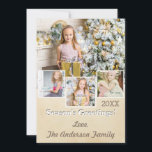 Cartão De Festividades Colagem de Foto Simples Rústico Vintage Dourado<br><div class="desc">Personalize com quatro fotos e sua própria saudação! Uma foto grande,  três pequenas. Projetado com um fundo de papel vintage simples,  rústico e limpo. Mostrado aqui com "Saudações da Temporada",  mas pode ser alterado para Feliz Natal,  Boas Festas ou qualquer outra coisa.</div>