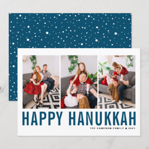 Cartão De Festividades Colagem de Fotografia Azul Típica Feliz Hanukkah