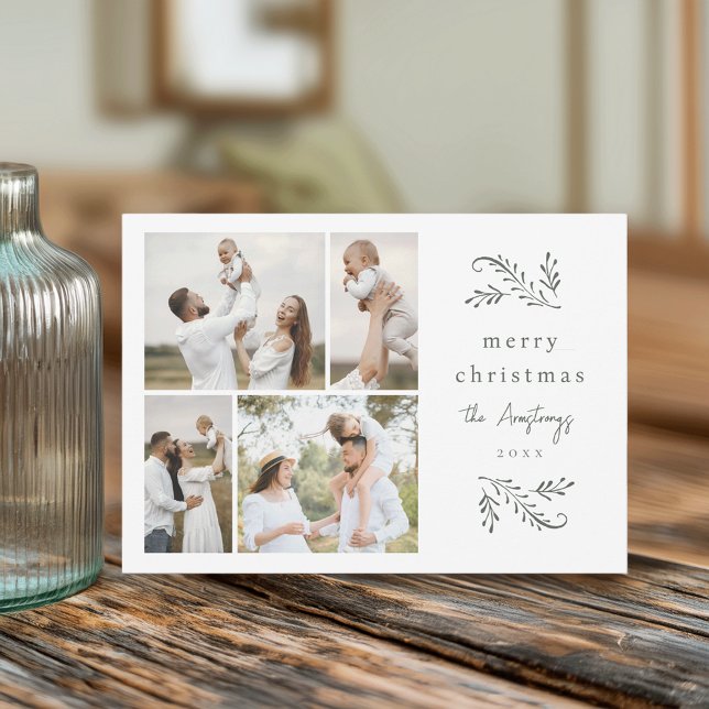 Cartão De Festividades Colagem de Fotografias Botânica Verde 4 (Criador carregado)