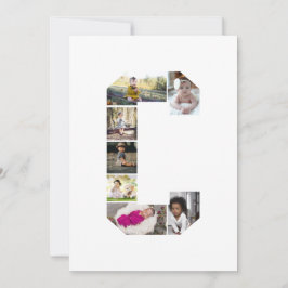 Cartão De Festividades Colagem de Fotografias com design Carta C