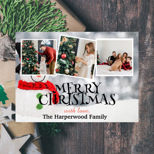 Cartão De Festividades Colagem de Fotografias da Família Natal do Elegant