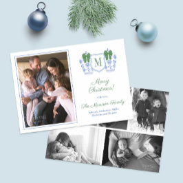 Cartão De Festividades Colagem de Fotografias da Família Pré-ppy Monogram