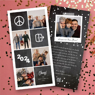 Cartão De Festividades Colagem de Fotografias de Blocos Pretos do feliz a