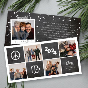 Cartão De Festividades Colagem de Fotografias de Blocos Pretos do feliz a