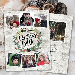 Cartão De Festividades Colagem de Fotografias de Madeira Branca Rústica F