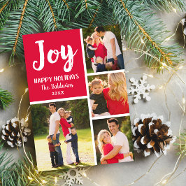 Cartão De Festividades Colagem de Fotografias de Script Bruche de Joy Red