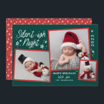 Cartão De Festividades Colagem de Fotografias de Script Silent-ish 3 Nigh<br><div class="desc">Com estrelas desenhadas à mão,  tipografia química e um formato fotográfico único de 3. Vem com um padrão correspondente no verso.</div>