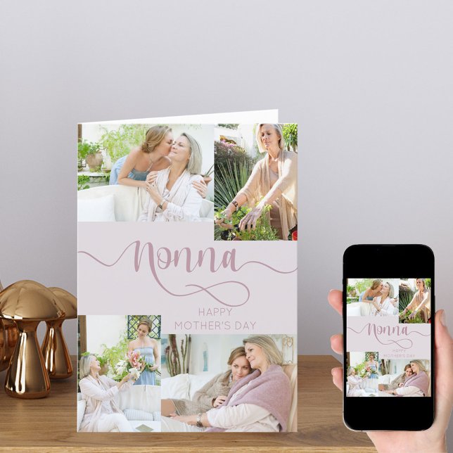 Cartão De Festividades Colagem de Fotografias Não-Dia de as mães 4 Rosa (Criador carregado)