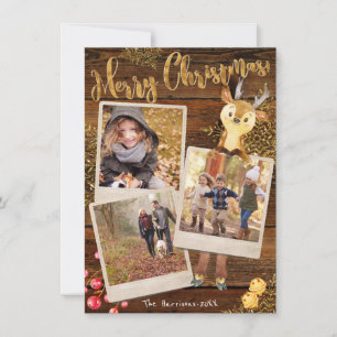 Cartão De Festividades Colagem de Fotografias Rustic 3 Personalizada no N