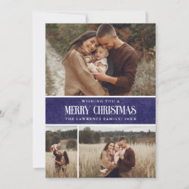 Cartão De Festividades Colagem de Fotografias Rustic Blue Farmhouse Natal