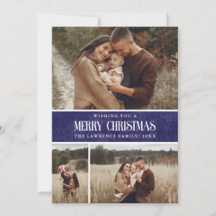 Cartão De Festividades Colagem de Fotografias Rustic Blue Farmhouse Natal