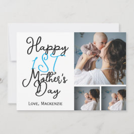 Cartão De Festividades Colagem de Fotografias Simples no Primeiro Dia de