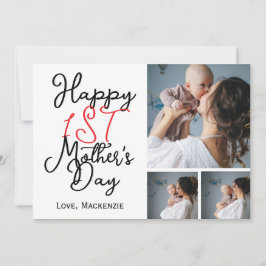 Cartão De Festividades Colagem de Fotografias Simples no Primeiro Dia de