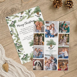 Cartão De Festividades Colagem de Fotos 10 da Família Chickadees de Natal