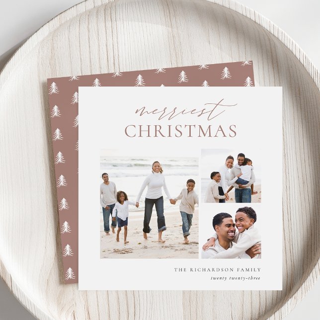 Cartão De Festividades Colagem de Fotos 3 Elegante de Natal Merriest (Criador carregado)