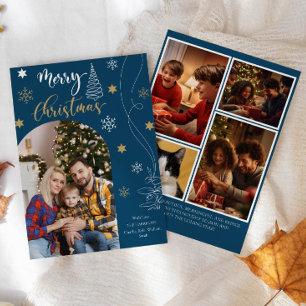 Cartão De Festividades Colagem de Fotos 5 de Feliz Natal Archado Moderno
