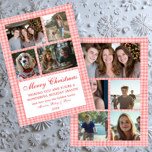 Cartão De Festividades Colagem de Fotos 9 Personalizada para Natal Chic G