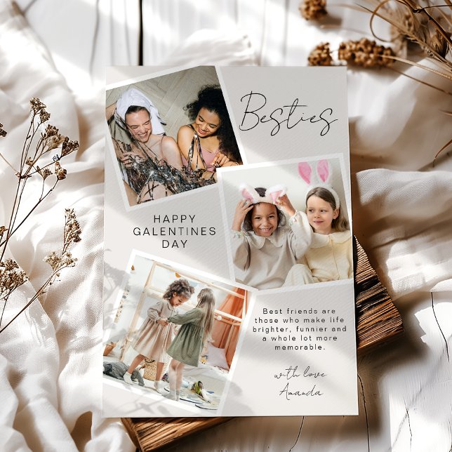 Cartão De Festividades Colagem de Fotos Besties | Dia das Galentinas (Criador carregado)