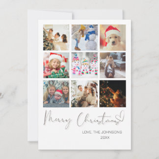 Cartão De Festividades Colagem de Fotos Boho Minimalista Feliz Natal 10