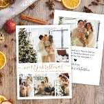 Cartão De Festividades Colagem de Fotos Branca 4 Elegante Dourada Holid d<br><div class="desc">Cartão de Férias de Natal Mínimo, Elegante, Branco e Dourado com 4 Fotografias Collage. Este modelo de cartão de fotos, festivo, simples e caprichoso, de quatro (4) fotos apresenta uma bonito colagem fotográfica e diz "Feliz Natal"! O texto de saudação do "Feliz Natal" é escrito em um belo tipo de...</div>