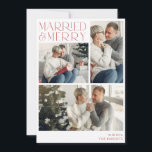 Cartão De Festividades Colagem de Fotos Casados e Alegres<br><div class="desc">Este cartão apresenta 3 fotos com sua personalização na frente e seu texto personalizado opcional no verso,  junto com uma foto adicional. Use o formulário de modelo para adicionar seu texto e fotos personalizados em ambos os lados do cartão.</div>