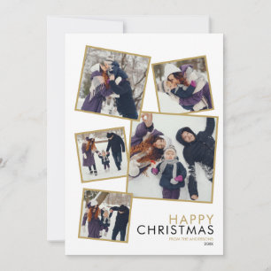Cartão De Festividades Colagem de Fotos Chic Natal Família Moderna 5