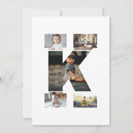 Cartão De Festividades Colagem de Fotos com Letra K em Preto e Branco