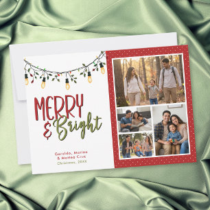 Cartão De Festividades Colagem de Fotos com Luzes Alegres e Brilhantes de