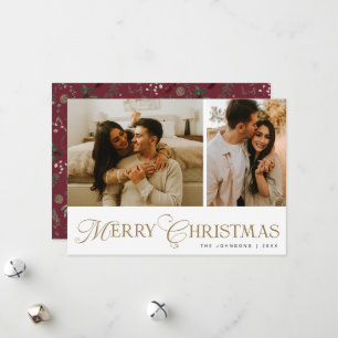 Cartão De Festividades Colagem de Fotos com Roteiro Elegante Moderno Nata