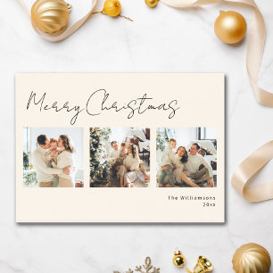 Cartão De Festividades Colagem de Fotos com Roteiro Minimalista Natal Ele